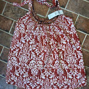 Elle batik print halter top w/metal accents M NWT
